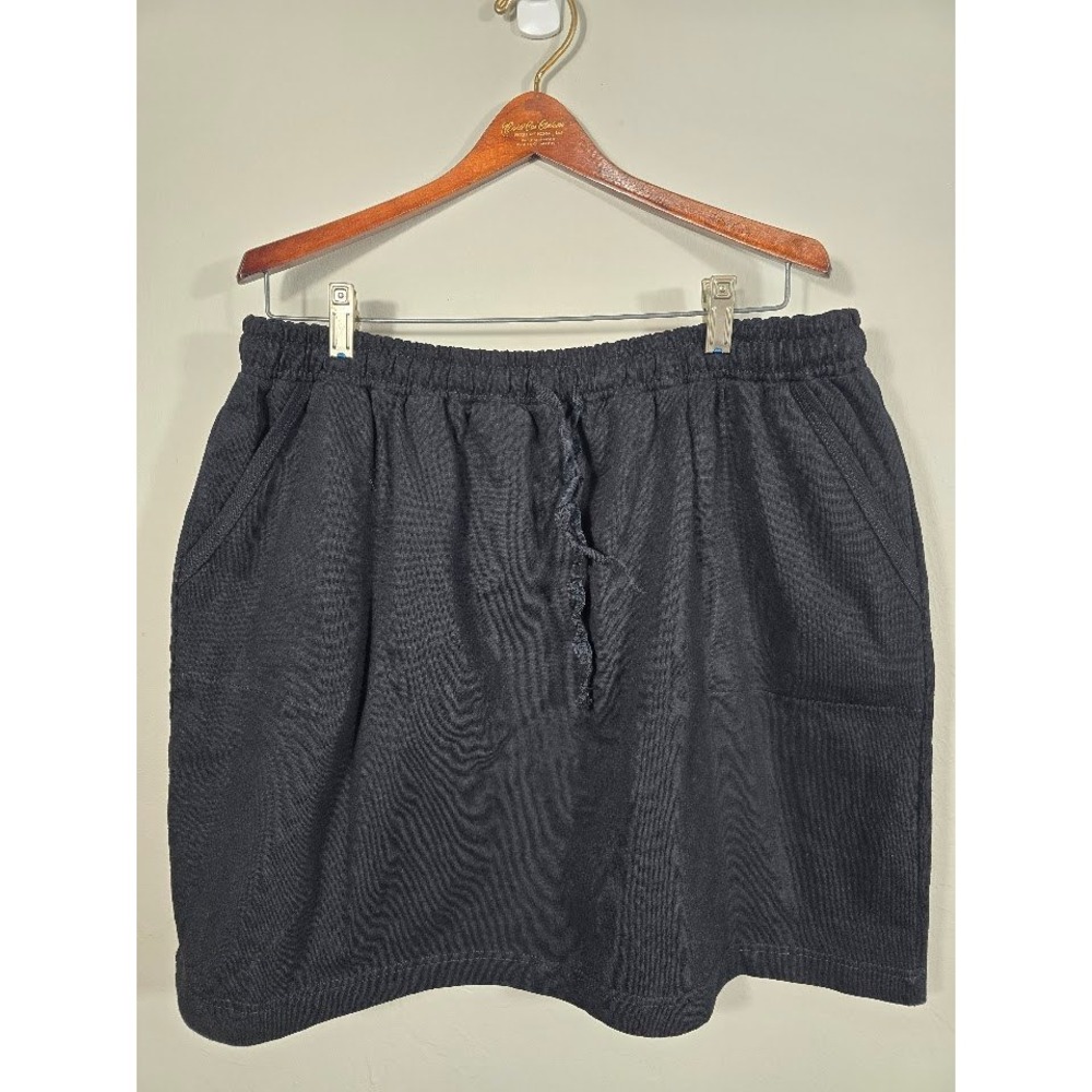 J. Jill Knit Skirt Pull On Drawstring Waist Pockets Black XLP